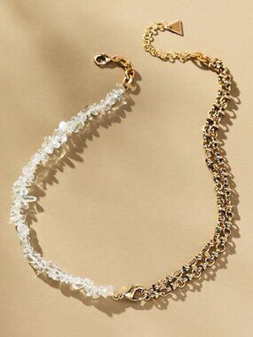 💎NWT Anthropologie Half Rock Crystal Chain Necklace 💎